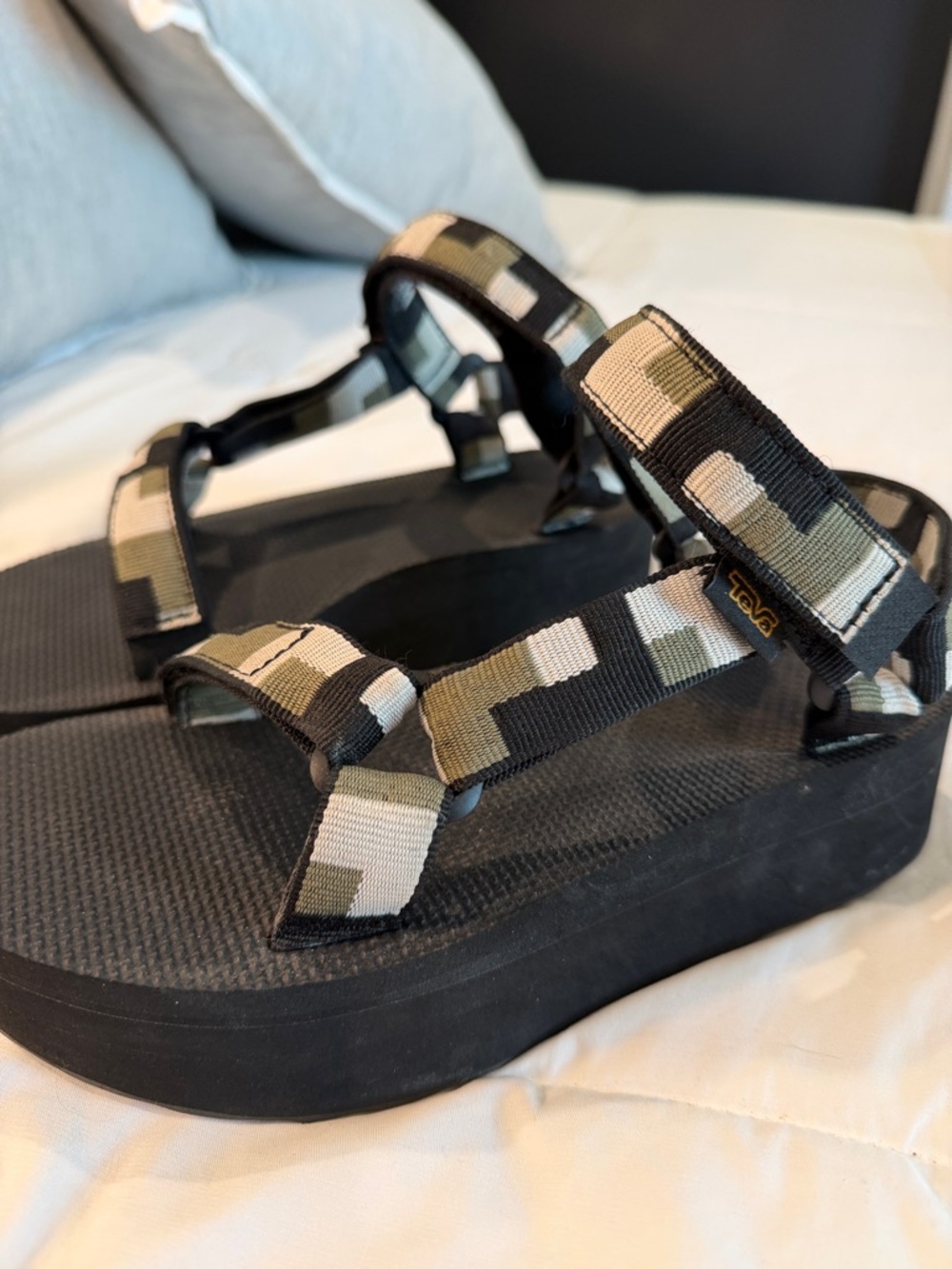 Teva Women's Platform Sandals in Black, Olive & Cream